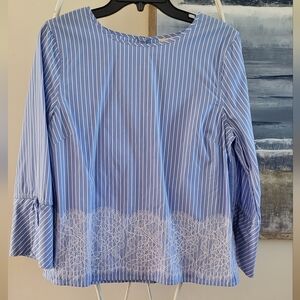 Brooks Brothers Blue Striped Women's Top Size:10 Pre-owned Blue & White